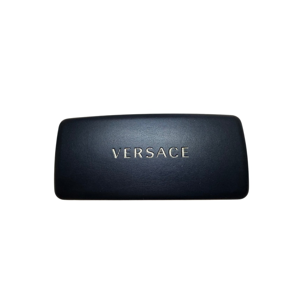 Versace Black Hard Clamshell Sunglasses Eyeglasses Case Gold Logo Italy